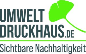 Umweltdruckhaus_Logo_grau_grün_CMYK_Sichtbare Nachhaltigkeit